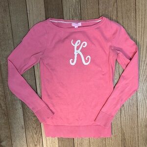 Lilly Pulitzer Pink Crewneck Sweater with White Monogram K